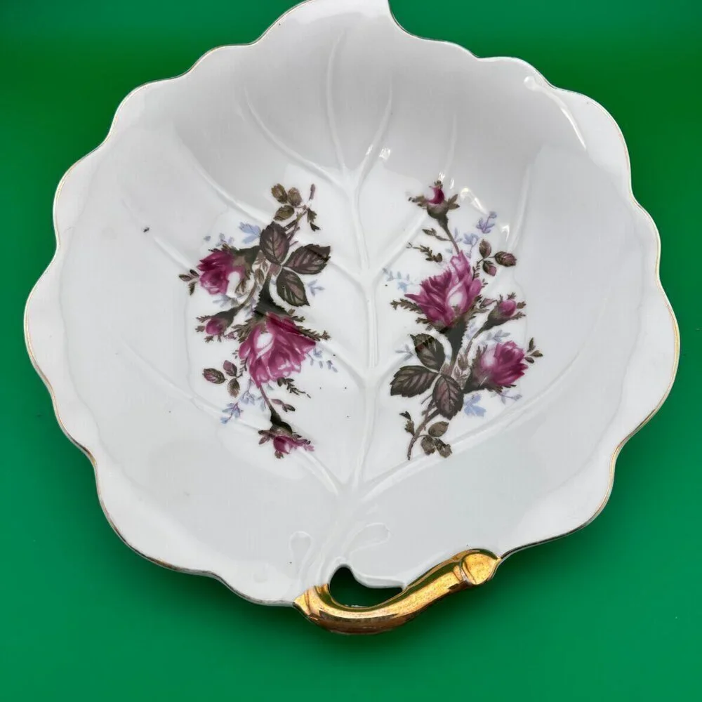 VINTAGE HAND PAINTED PORCELAIN CANDY DISH, MADE IN JAPAN